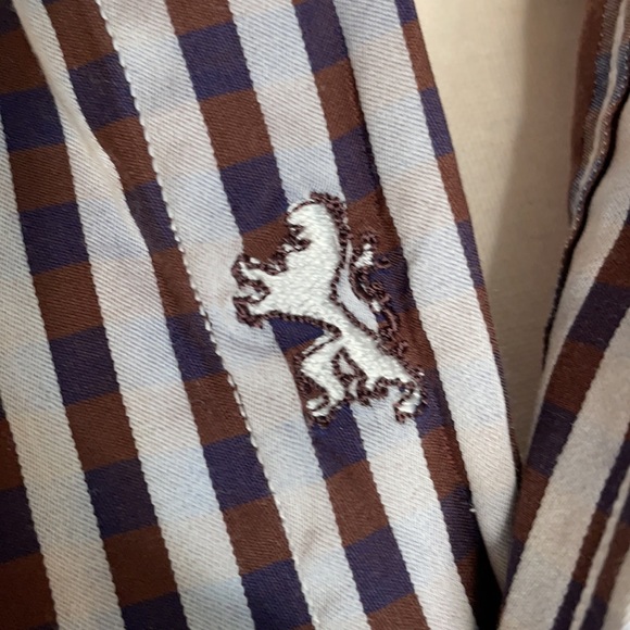 Bugatchi long sleeve casual button down shirt size large blue,brown - Picture 2 of 8